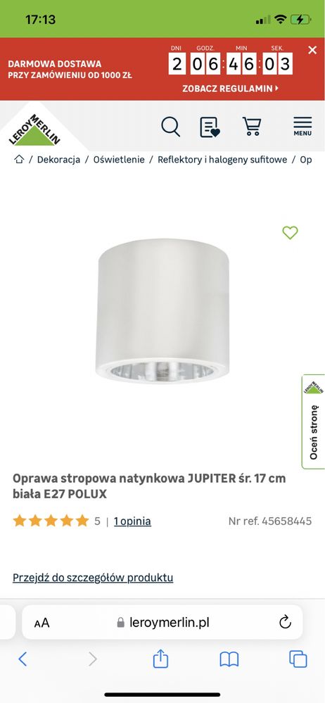 Oprawa stropowa natynkowa / lampa/ oświetlenie 2 sztuki śr. 17cm