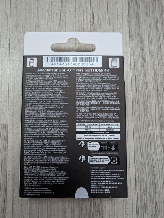 Adapter Verbatim USB-C na HDMI 4K