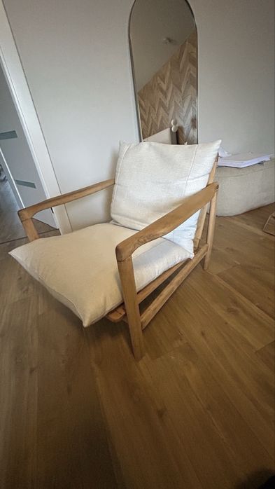 Fotel drewniany prl kolor debowy westwing