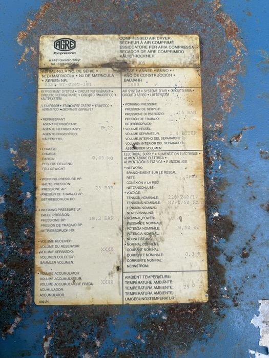 Osuszacz ziębniczy Agre odwadniacz piaskowanie