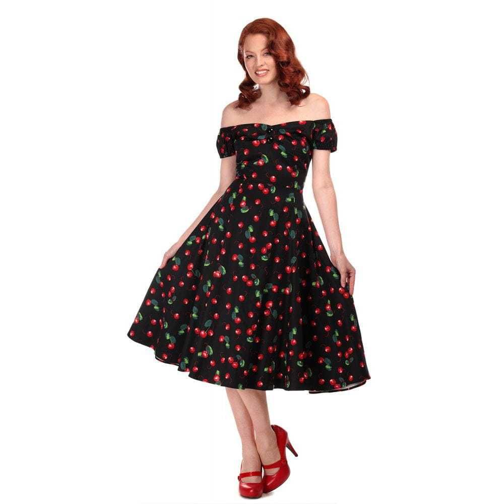 Piękna sukienka w wiśnie Collectif Dolores 50's Cherry Vintage Retro