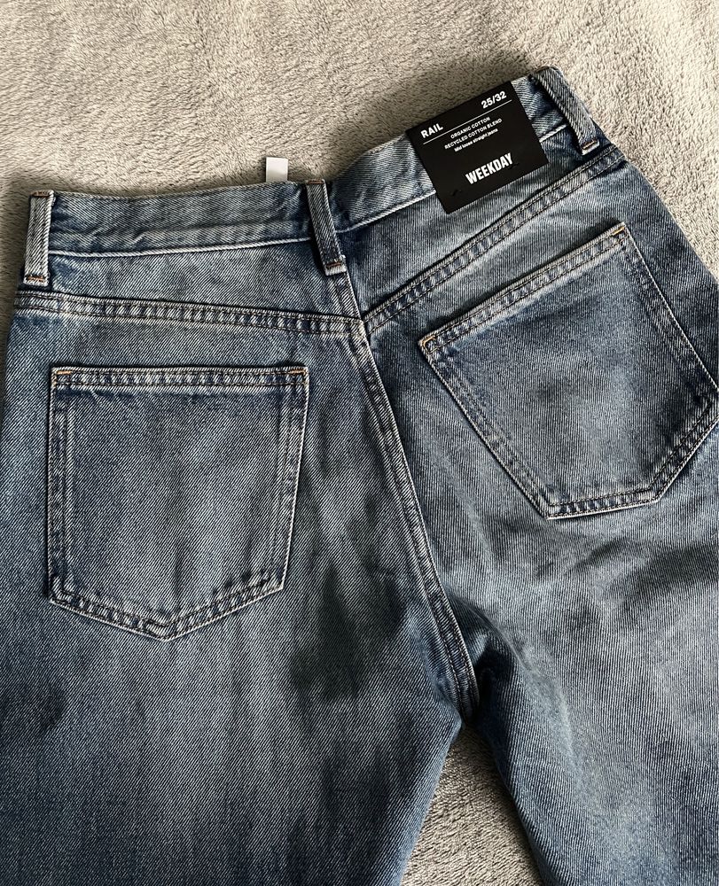 Spodnie weekday Rail Mid Loose Straight Jeans 25/32