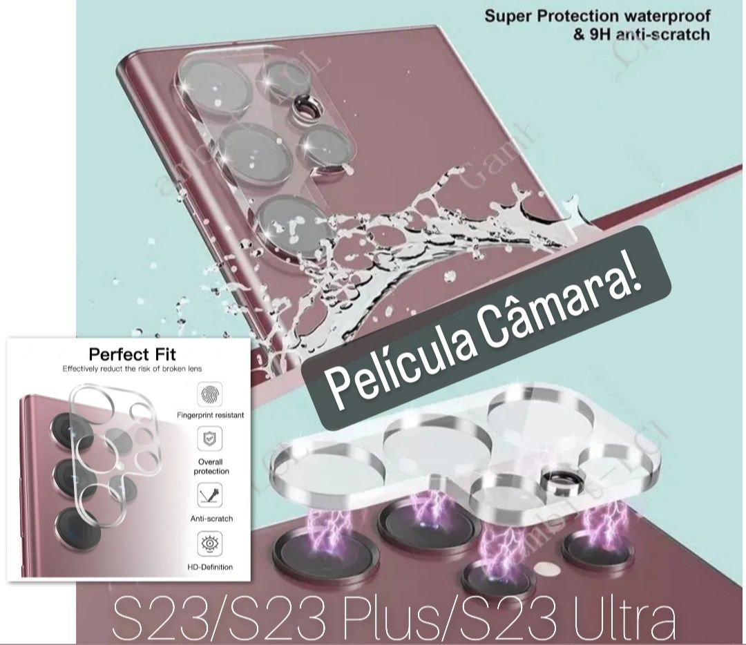 Película Vidro P/ Câmara P/ Samsung S23 / S23 Plus / S20 / S20 Ultra