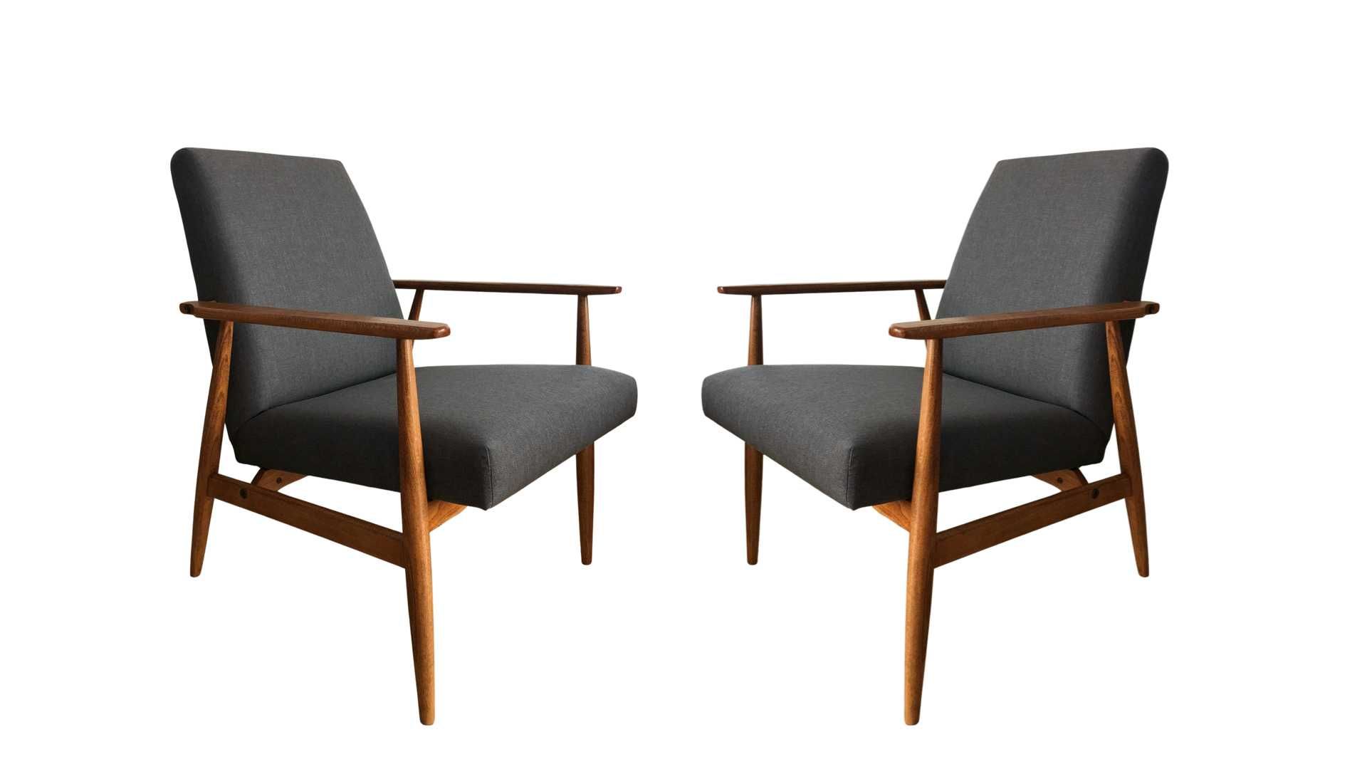 Fotele prl po renowacji, H. Lis, lata 60te, duńska tkanina Kvadrat