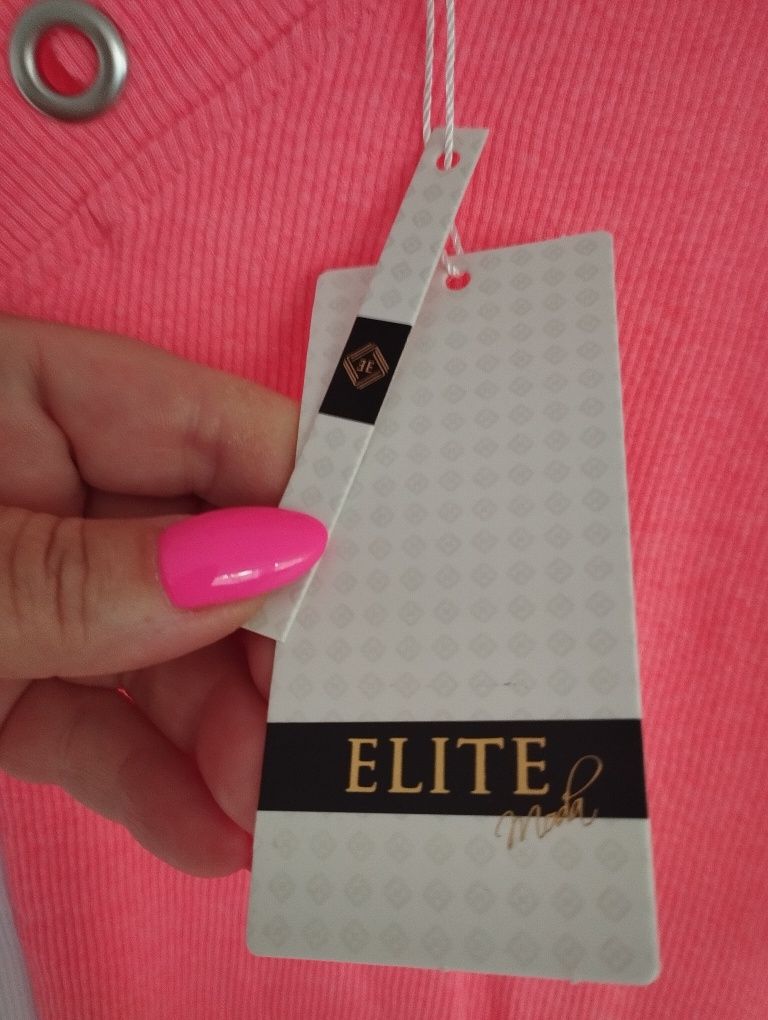 Śliczna duża bluzka bawełna prążek Firmy ELITE