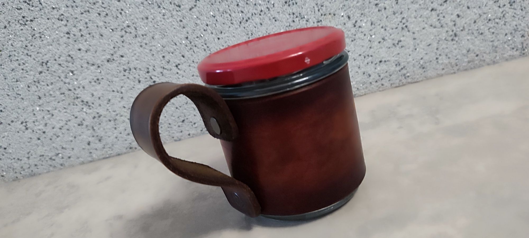 Kubek Bushcraft w stylu retro (skóra) leatherwork
