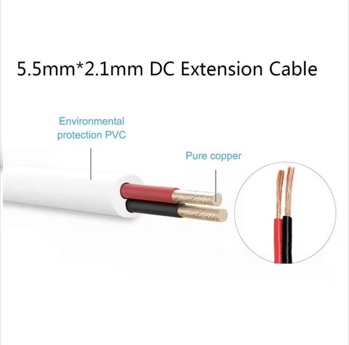 Кабель подовжувач DC гніздо/штекер 5.5х2.1 мм