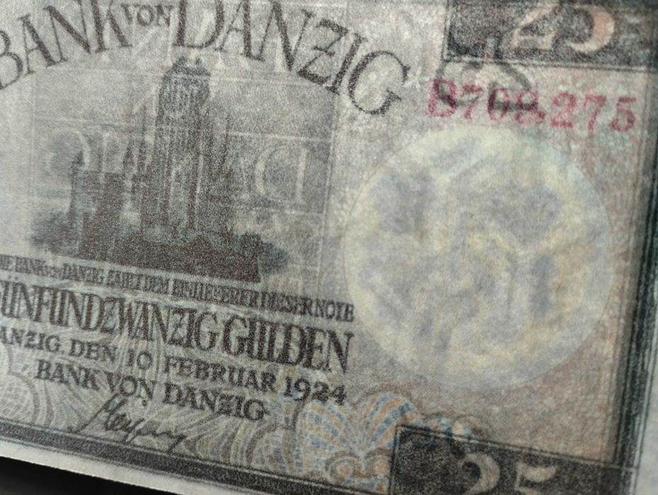 WOLNE MIASTO GDAŃSK 25 gulden 1924 UNC  seria B - BANK von DANZIG