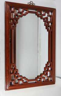 Espelho oriental madeira entalhada