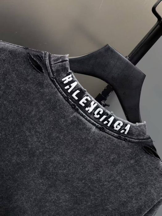 Футболка BALENCIAGA оверсайз унисекс мужская серая винтажная варенка