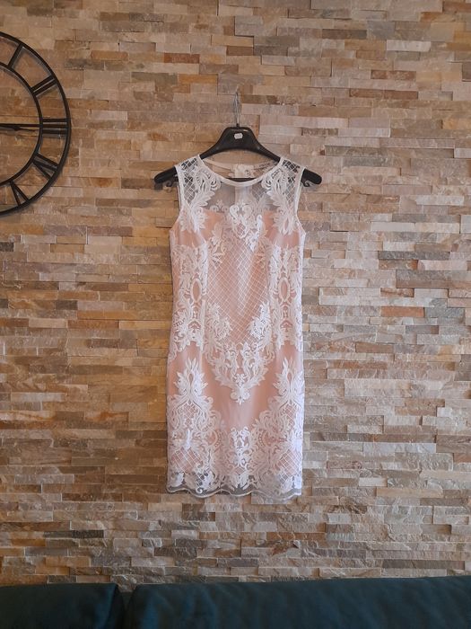 Sukienka elegancka ślub cywilny chrzest święta koronka jak nowa