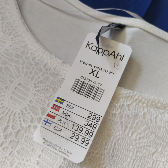 KappAhl piękna bluzka 42 XL biała koronkowa nowa z metką tanio okazja