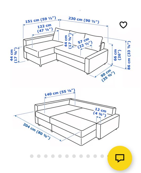 Sofa-cama FRIHETEN com canto de arrumaçao