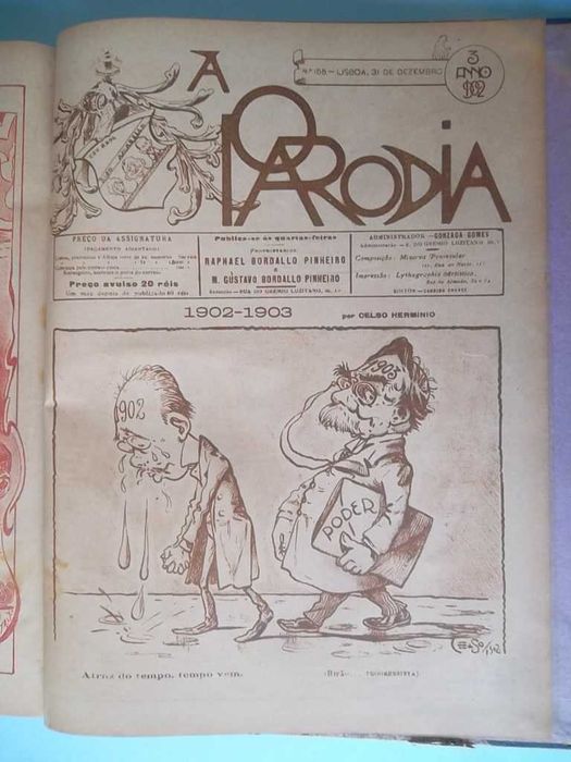 "A Paródia" , Raphael Bordallo Pinheiro, anos 1901 e 1902 completos.