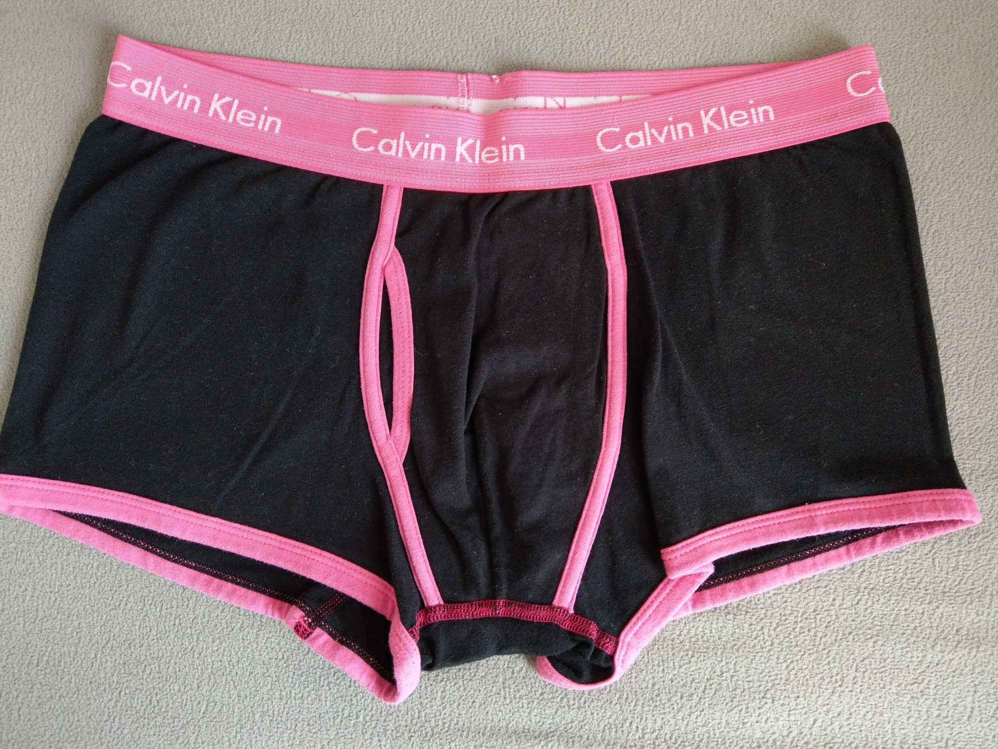 bokserki Calvin Klein czarno-rozowe z oblamowkami