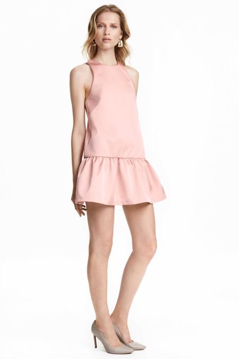 Sukienka różowa pudrowa satynowa H&M Gold r.S 36