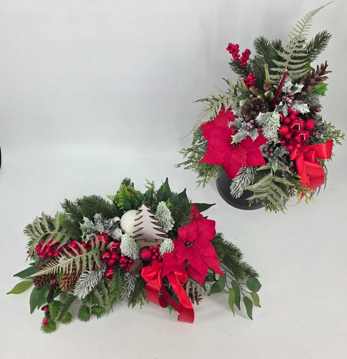 Komplet na grób, świąteczny, Boże Narodzenie, wiązanka na cmentarz