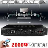 Amplificador Digital 2000w, 5 canais, bluetooth, sd, usb, Hifi
