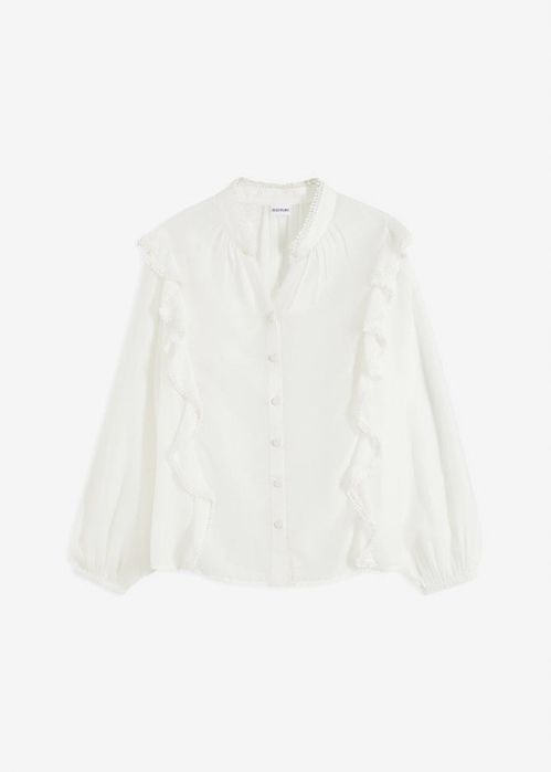 B.P.C bluzka koszulowa śmietankowa z koronką r.44