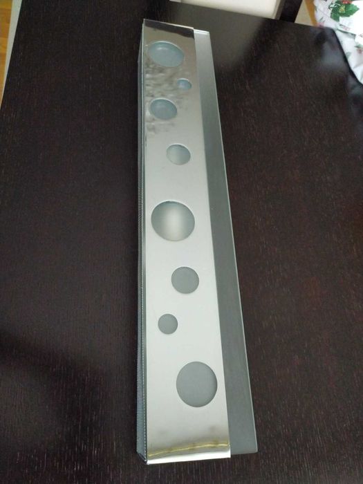 Lampa kinkiet do łazienki nad lustro nowa, srebrna ze szkłem