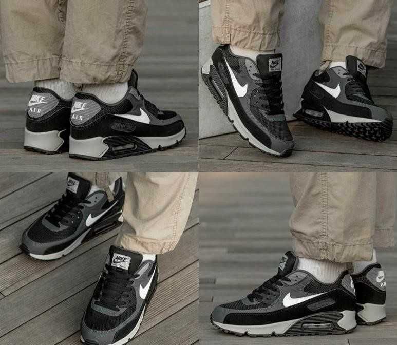 Мужские кроссовки Nike Air Max 90 Black Grey White 40-45 найк аир Хит