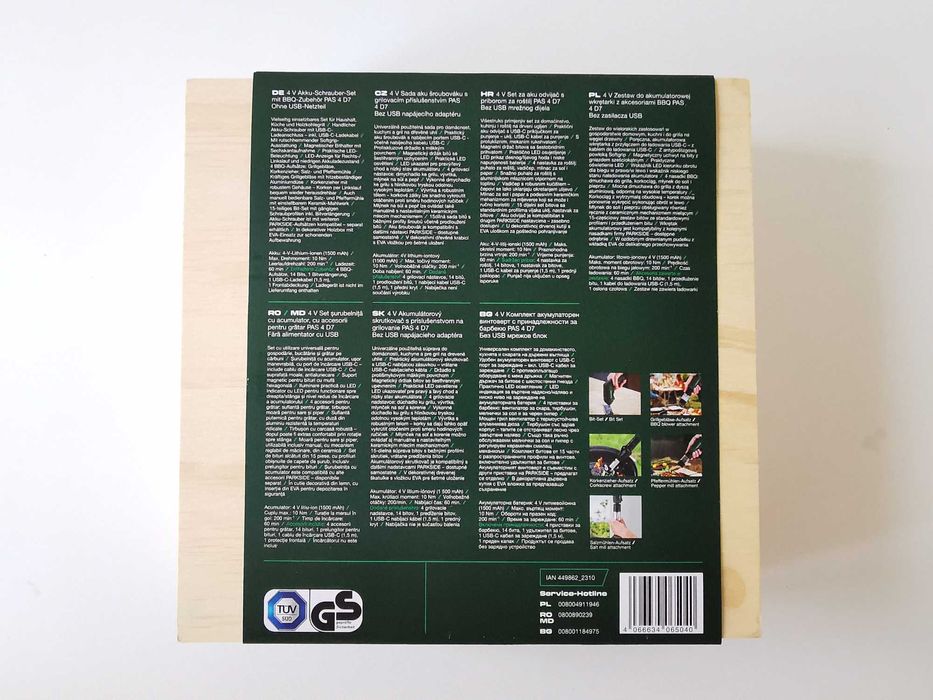 Aku Wkrętarka PARKSIDE PAS 4 D7+solniczka+dmuchawa doGRILLA 5w1 Gwar3L