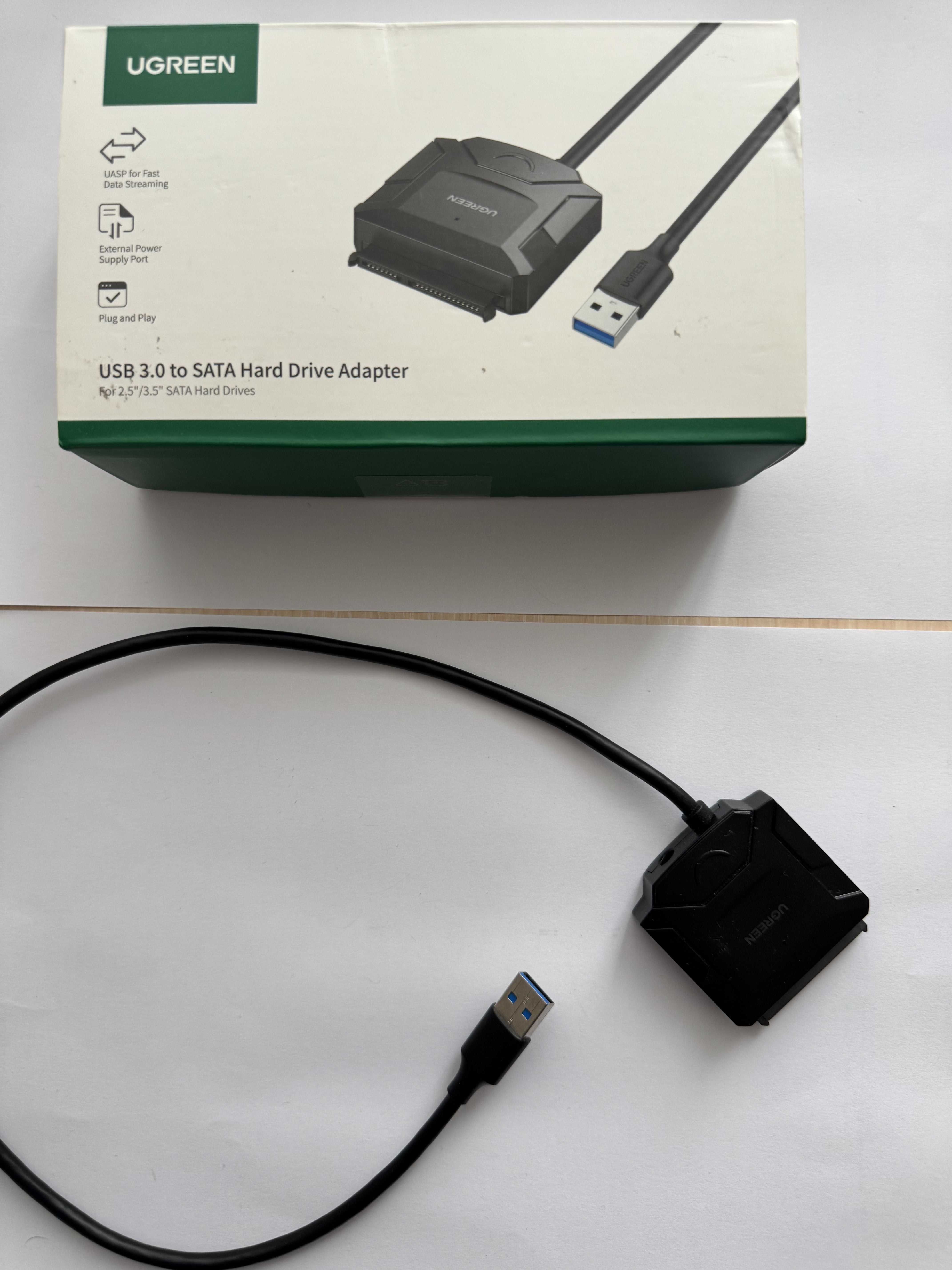 Кабель-адаптер UGREEN USB 3.0-SATA для 2,5"/3,5" жорсткого диска Black