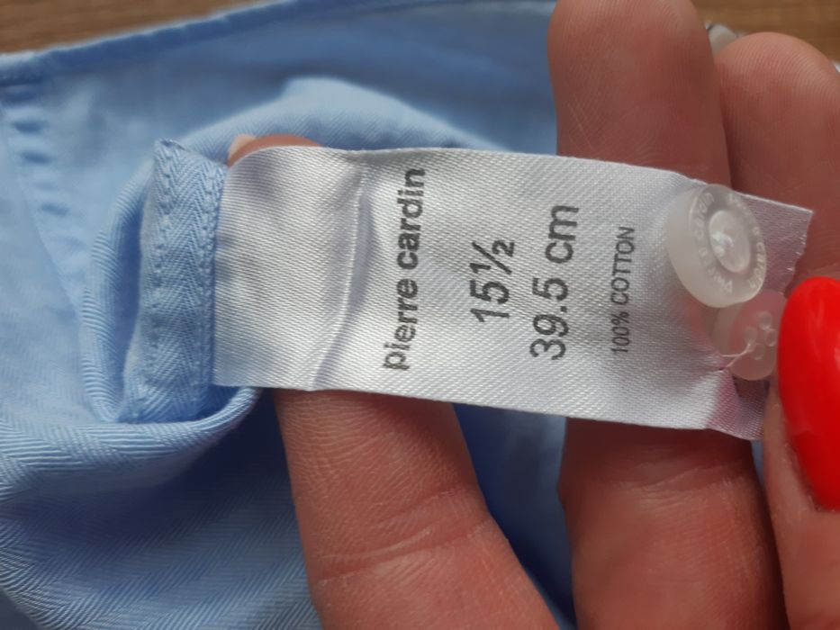 Pierre cardin M koszula niebieska na spinki kołnierz 39.5 długi rękaw