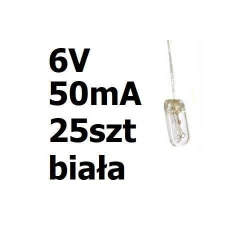 Żarówka miniaturowa biała 4x10mm 6V 50mA 25szt