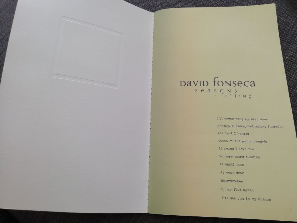 CD com livro Seasons Falling de David Fonseca