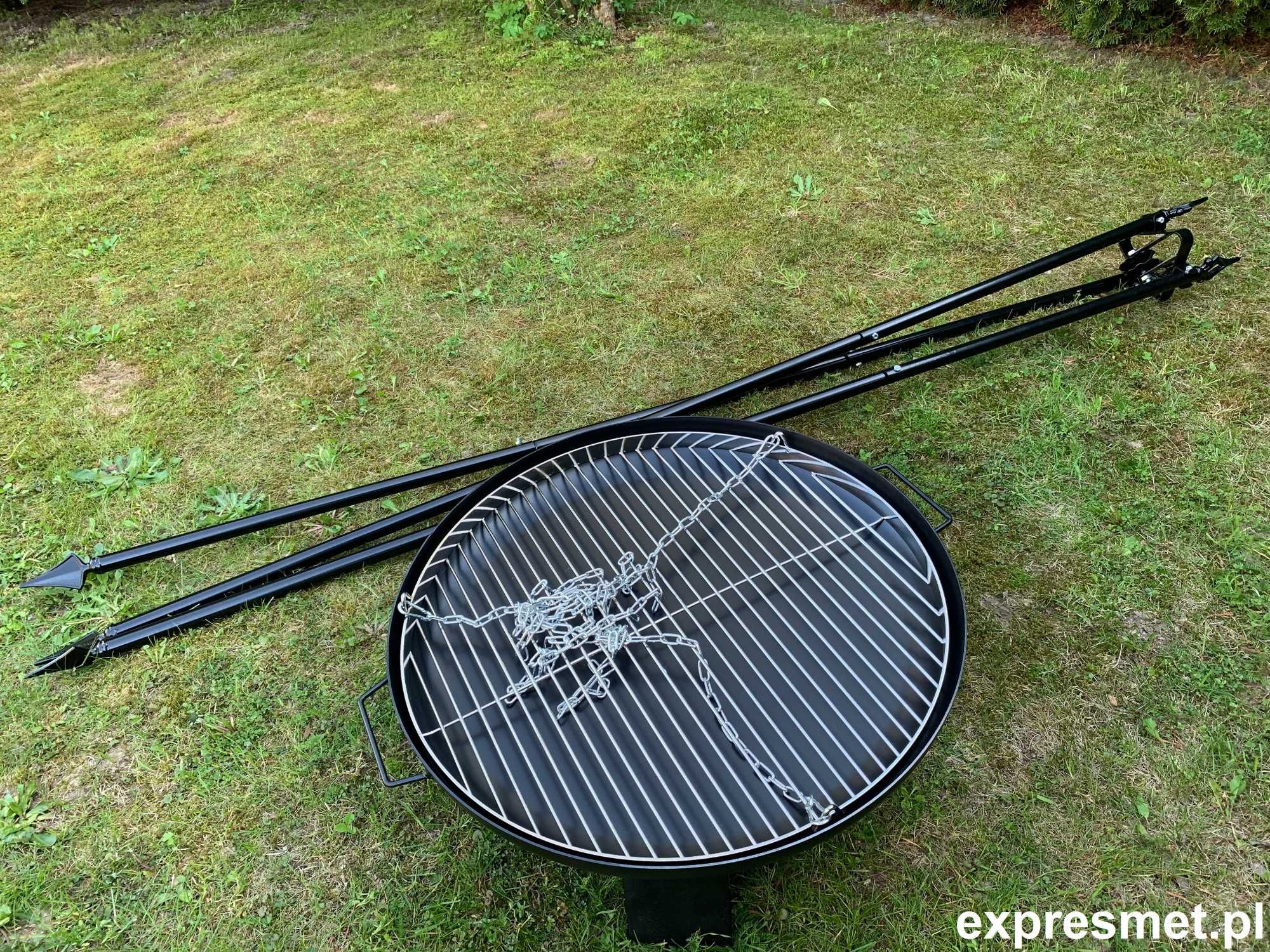 Grill ogrodowy wiszący Trójnóg KUTY DUŻY RUSZT ! GRILL 60cm LOFT nikie