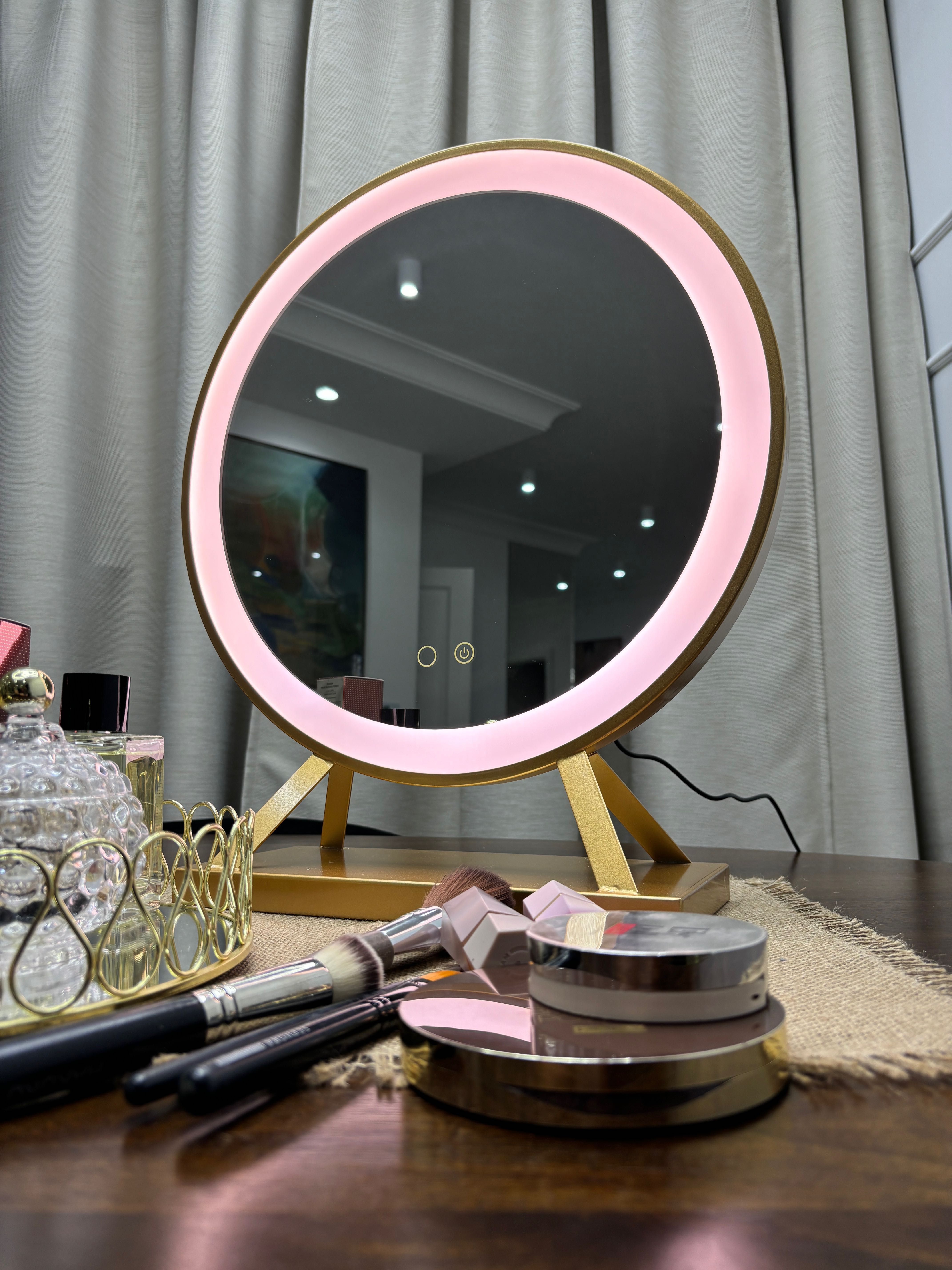 Lusterko do Makijażu Makeup Mirror Super Prezent 40cm złote