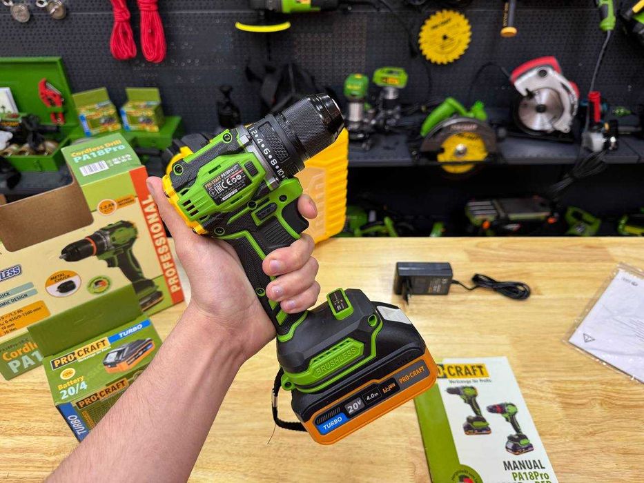 Потужний Шуруповерт Procraft + Високотовий Акумулятор Turbo 4.0Ah