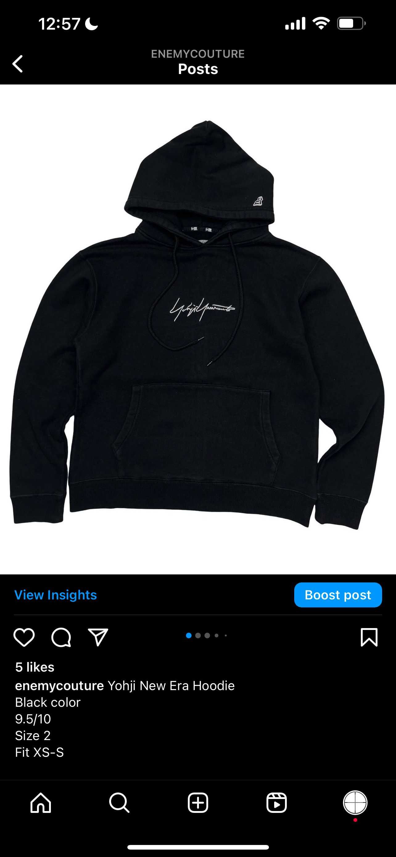 Yohji Yamamoto New Era Hoodie худі з лого по центру supreme