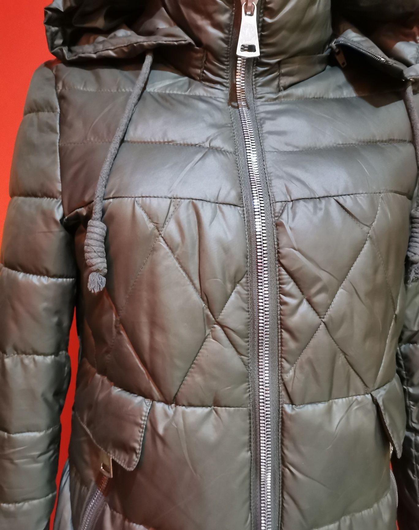 Kurka zielona khaki zamki kieszenie wiosna