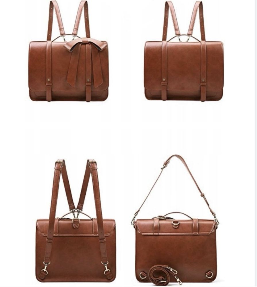 Torba  Ecosusi na ramię Vintage, torba na laptopa do 14 cali z kokardą