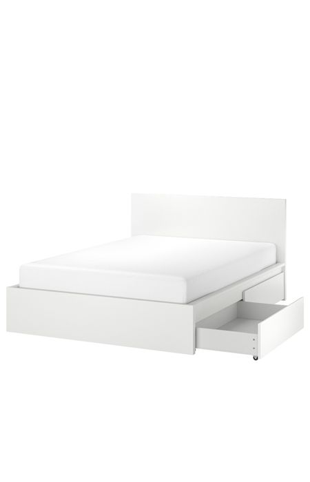 Łóżko IKEA MALM 180x200 z 4 pojemnikami i stelażem lonset