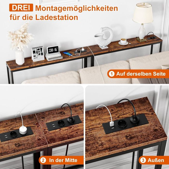 Wąska konsola z gniazdem i portem USB, zestaw 2 sztuki