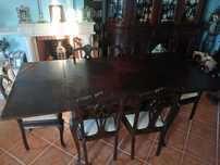 Mesa Queen Anne extensível  e 6 cadeiras
