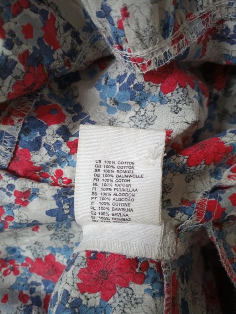 Sukienka H&M maxi z falbaną, rozmiar 40, w kwiaty