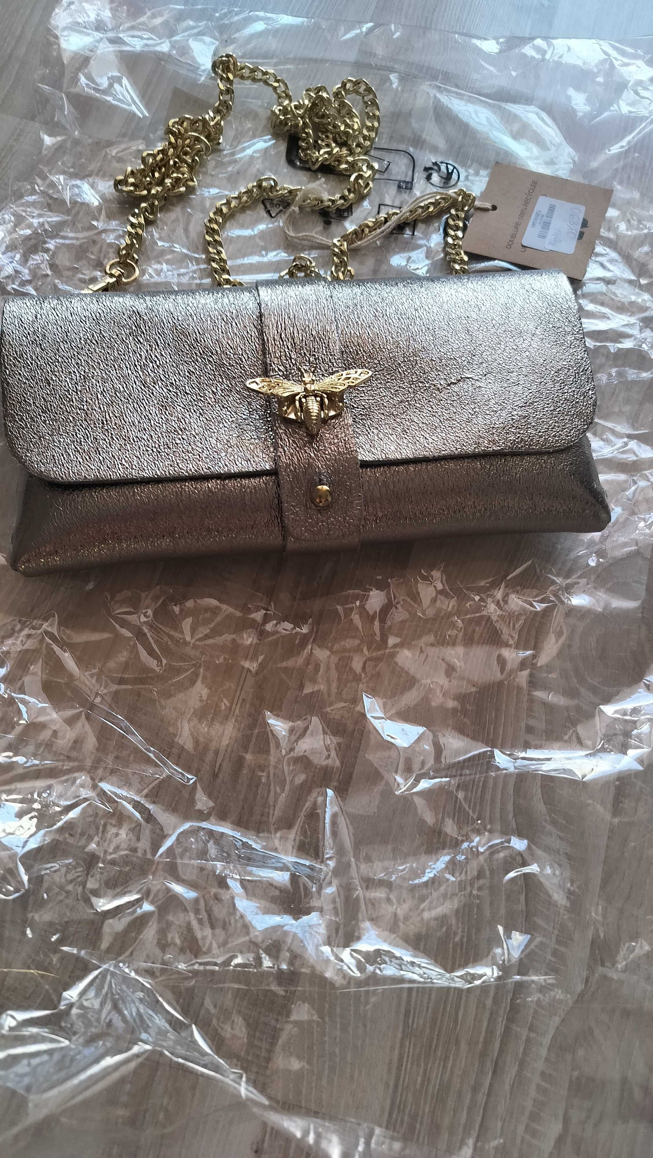 Clutch silver with gold chain