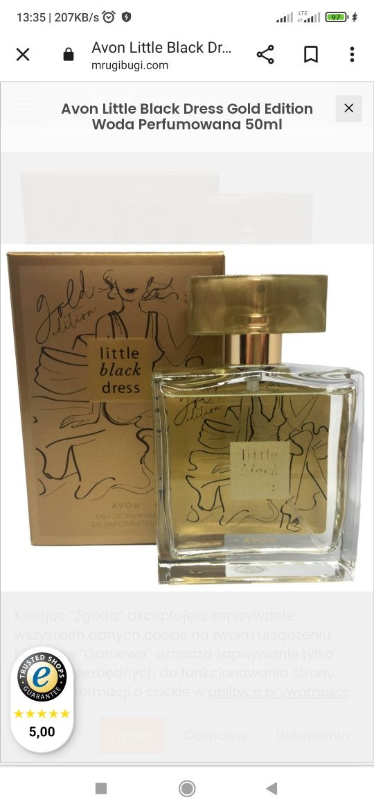 Avon little Black dress gold perfum