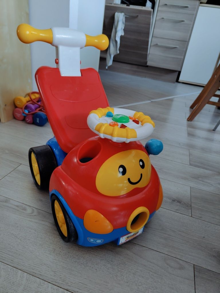 Jeździk auto smily z armatą na kołki strzela gra muzyka interaktywne