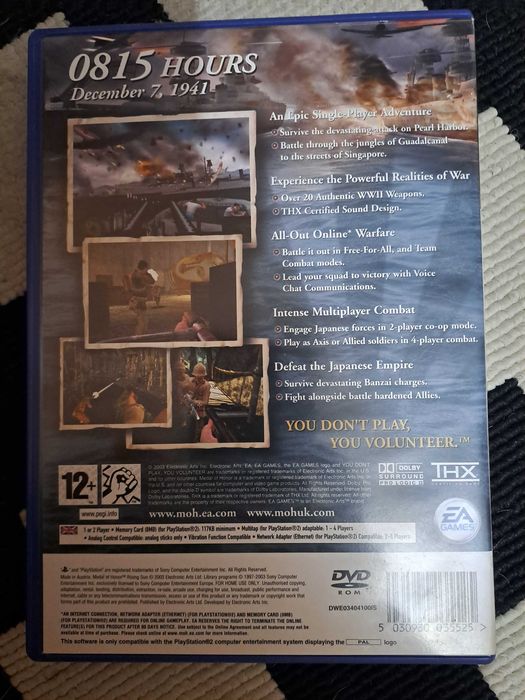 Jogo Playstation 2 "Madal of Honor: Rising Sun"