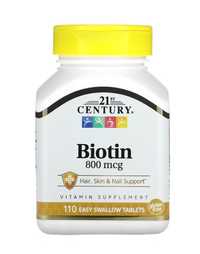 Біотин, 800 мкг, 90 таблеток biotin 21 century
