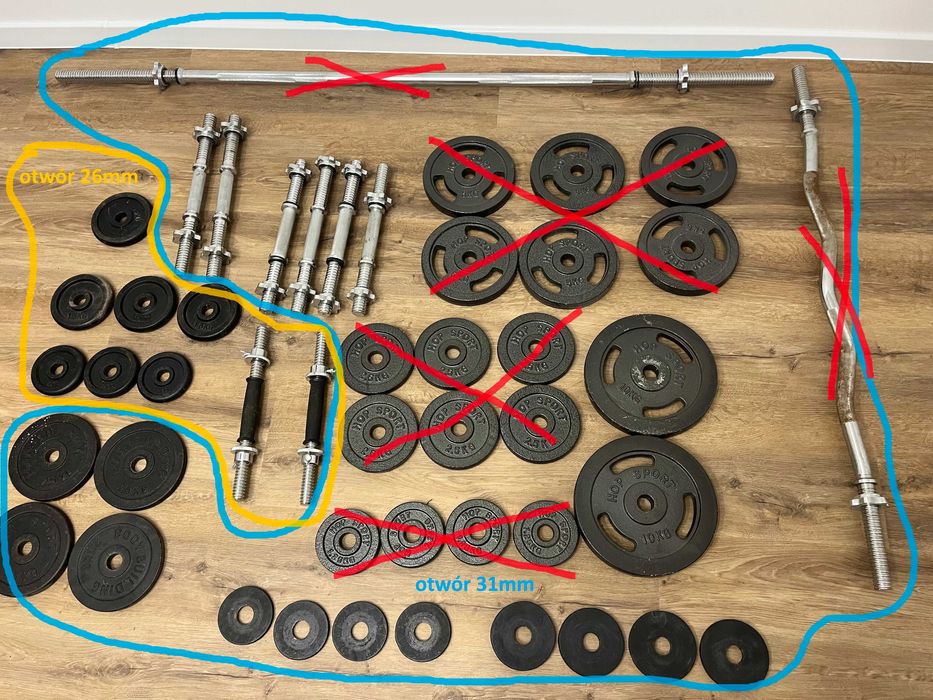 Obciążenie żeliwne talerze hantle krążki gryf gryfy różne 31mm 26mm