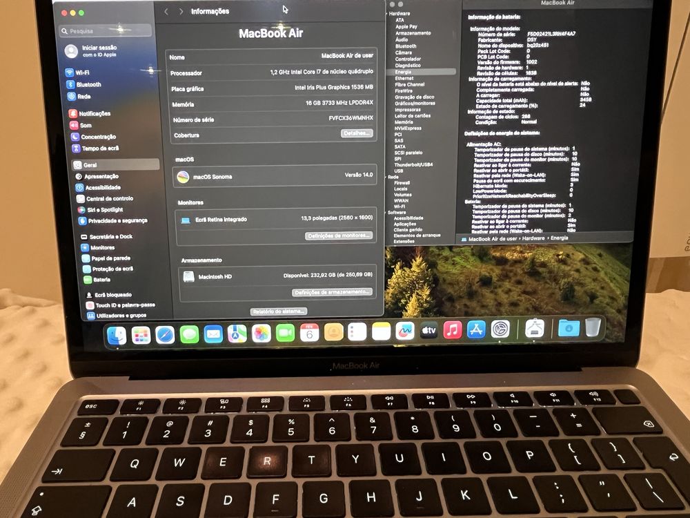 Macbook air13,3  i7 10’geração 16gb ram 256ssd TECLADO PORTUGUÊS
