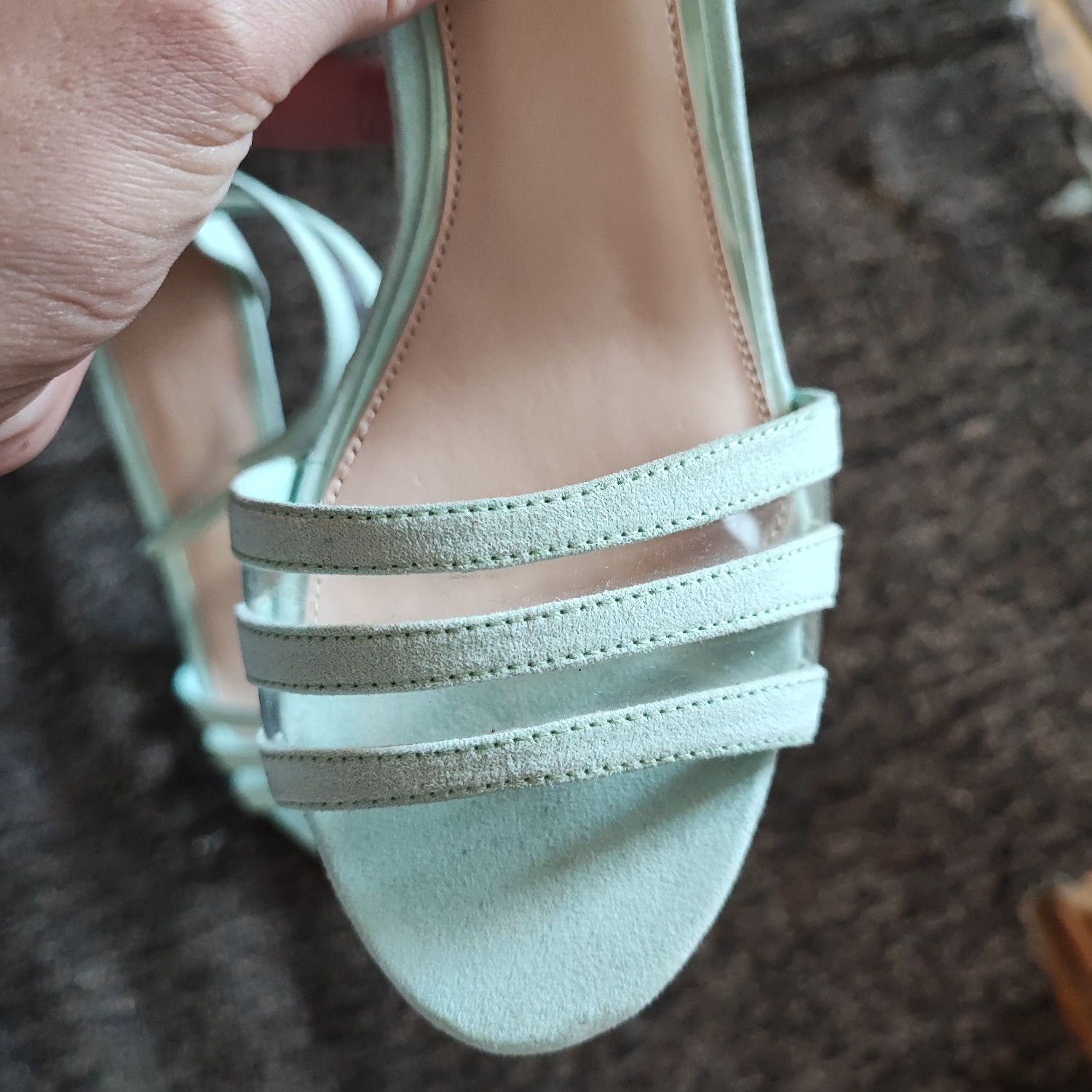 Eleganckie nowe damskie szpilki buty na obcasie miętowe 40