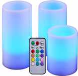 ŚWIECE LED RGB Świeczki Kolorowe z Pilotem 3x Świece na baterie ZESTAW