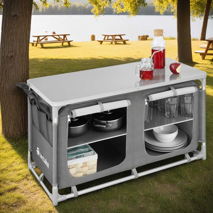 Szafka kempingowa Komfort z 4 przegrodami szary OUTLET